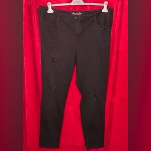 American Rag black distressed Jeans.
Size 20W  Plus Sizes